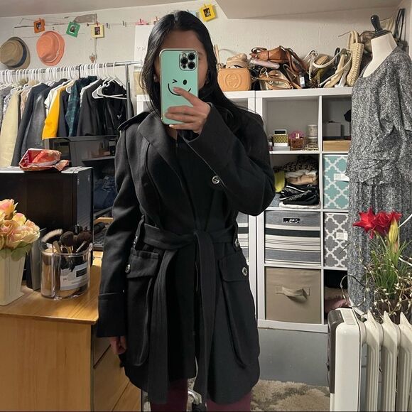 Zara basic belted black coat - Picture 11 of 11